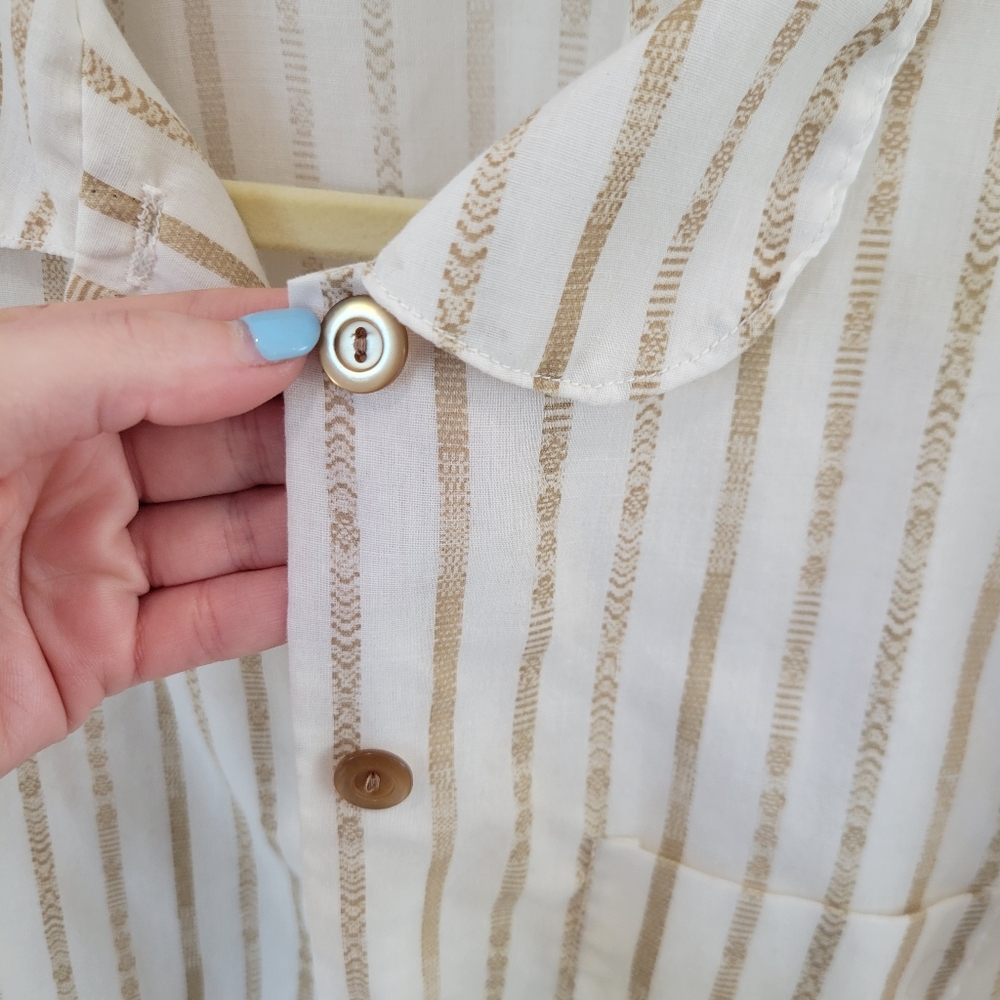 Vintage Girl Scouts White Striped Button Up Shirt Girls Size 7 - Picture 2 of 5